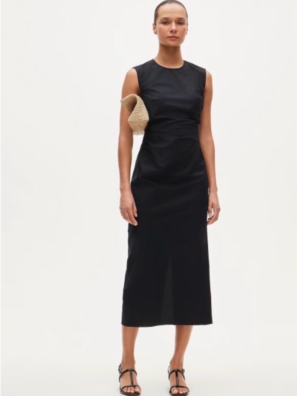 J. Crew Ruched Midi Dress in Stretch Cotton-Blend Poplin NWT